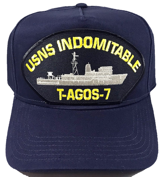 USNS INDOMITABLE T-AGOS-7 SHIP HAT - NAVY BLUE - Veteran Owned Business - HATNPATCH