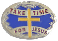 Take Time For Jesus Pin with Cross - HATNPATCH