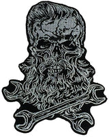 BEARDED SKULL W/ WRENCHES PATCH MEDIUM SIZED - Veteran Owned Business - HATNPATCH