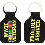 WWII WORLD WAR TWO 2 VETERAN PROUDLY SERVED CAMPAIGN RIBBONS KEY CHAIN - HATNPATCH