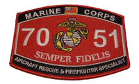 Marine Corps 7051 Aircraft Rescue and Firefighter MOS Patch - HATNPATCH