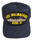 USS Milwaukee AOR-2 Ship HAT - Navy Blue - Veteran Owned Business - HATNPATCH