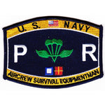 USN NAVY PR PARACHUTE RIGGER AIRCREW SURVIVAL EQUIPMENT MAN MOS RATING PATCH - HATNPATCH