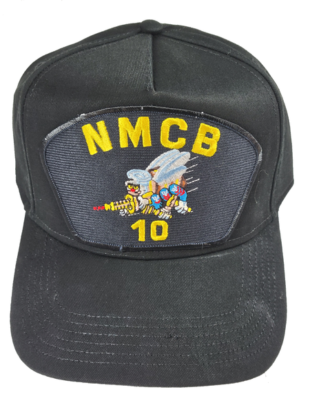 US Navy Seabees NMCB-10 HAT - Black - Veteran Owned Business - HATNPATCH