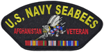 U.S. Navy Seabees Afghanistan Veteran with BEE and Service Ribbons Patch - Great Color - Veteran Family-Owned Business - HATNPATCH