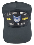 USAF MSGT "OLD SCHOOL" Retired Hat - Black Golf - Veteran Owned Business - HATNPATCH