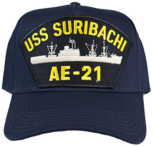 USS SURIBACHI AE-21 Ship HAT - Navy Blue - Veteran Owned Business - HATNPATCH