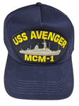 USS Avenger MCM-1 Ship HAT - Navy Blue - Veteran Owned Business - HATNPATCH