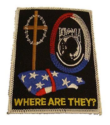 POW MIA WHERE ARE THEY W/ US FLAG AND CROSS PATCH PRISONER WAR MISSING ACTION - HATNPATCH