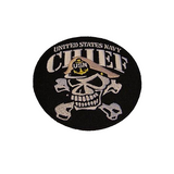 USN NAVY CHIEF SKULL AND CROSSBONES PATCH INITIATION INITIATED CPO KHAKI SAILOR - HATNPATCH