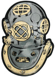 Metallic Silver Diver Helmet Lg 5 1/2" x 8" Sticker - HATNPATCH