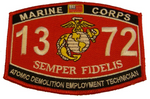 MARINE CORPS 1372 ATOMIC DEMOLITION EMPLOYMENT TECHNICIAN MOS SEMPER FI PATCH - HATNPATCH