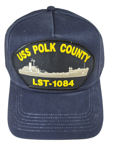 USS POLK COUNTY LST-1084 SHIP HAT - NAVY BLUE - Veteran Owned Business - HATNPATCH