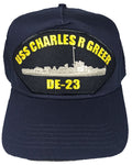 USS CHARLES R. GREER DE-23 SHIP HAT - NAVY BLUE - Veteran Owned Business - HATNPATCH