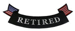 LARGE RETIRED BOTTOM ROCKER BACK PATCH STARS STRIPES BIKER VETERAN - HATNPATCH