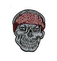 SKULL WITH BANDANA PATCH BIKER VEST CUT SKELETON - HATNPATCH