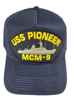 USS Pioneer MCM-9 Ship HAT - Navy Blue - Veteran Owned Business - HATNPATCH