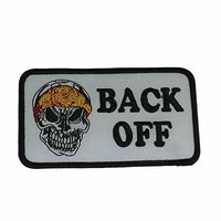 BACK OFF WITH BANDANA SKULL PATCH BIKER RIDE VEST CUT MC MOTORCYCLE CLUB ROAD - HATNPATCH