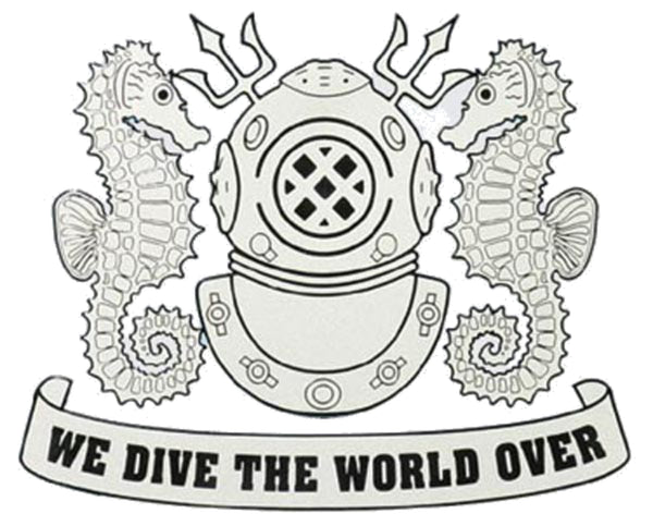 Navy Diver "We Dive the World.." Silver Decal - HATNPATCH