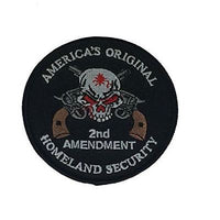 AMERICA ORIGINAL HOME SECURITY 2ND SECOND AMENDMENT W/ SKULL CROSSED GUNS PATCH - HATNPATCH