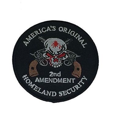 AMERICA ORIGINAL HOME SECURITY 2ND SECOND AMENDMENT W/ SKULL CROSSED GUNS PATCH - HATNPATCH