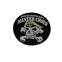 UNITED STATES NAVY MASTER CHIEF SKULL and CROSSBONES ROUND PATCH - Color - Veter - HATNPATCH