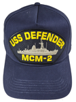 USS Defender MCM-2 Ship HAT - Navy Blue - Veteran Owned Business - HATNPATCH