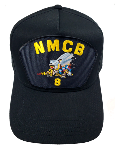 US Navy Seabees NMCB-8 HAT - Black - Veteran Owned Business - HATNPATCH