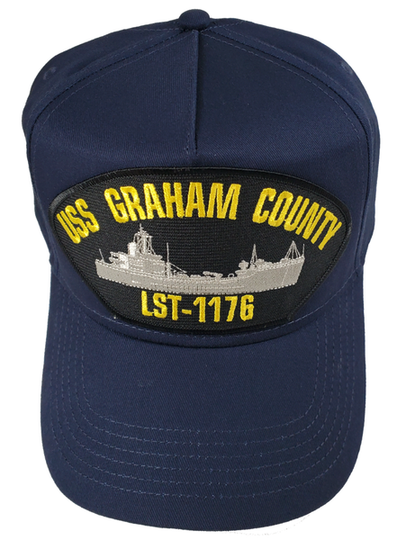 USS GRAHAM COUNTY LST-1176 SHIP HAT - NAVY BLUE - Veteran Owned Business - HATNPATCH