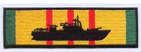 USN NAVY PBR PATROL BOAT RIVER SILHOUETTE ON VIETNAM SERVICE RIBBON PATCH MRF - HATNPATCH