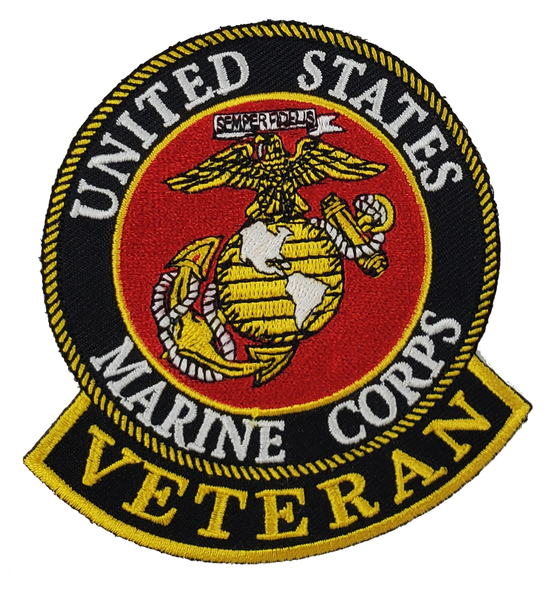 MARINE CORPS VETERAN with EAGLE, GLOBE AND ANCHOR Round Patch - Vivid Colors - Veteran Owned Business. - HATNPATCH