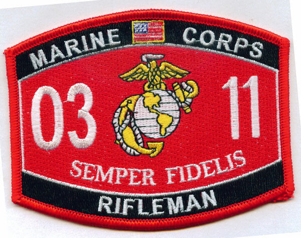 USMC Marine Corps 0311 Rifleman MOS Military Patch - HATNPATCH
