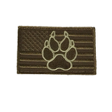DESERT TAN AMERICAN FLAG DOG PAW PATCH W/ HOOK AND LOOP BACKING - HATNPATCH