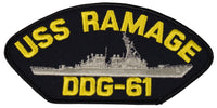 USS RAMAGE DDG-61 SHIP PATCH - GREAT COLOR - Veteran Owned Business - HATNPATCH