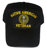 US ARMY NATIVE AMERICAN VETERAN HAT WITH ARMY CREST - Black - Veteran Owned Business - HATNPATCH