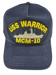 USS Warrior MCM-10 Ship HAT - Navy Blue - Veteran Owned Business - HATNPATCH