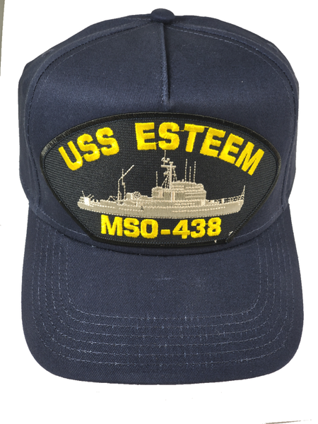USS Esteem MSO-438 Ship HAT - Navy Blue - Veteran Owned Business - HATNPATCH
