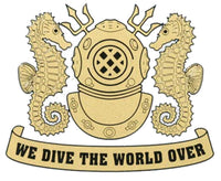 Navy Diver "We Dive the World.." Gold Decal - HATNPATCH
