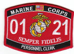 US Marine Corps 0121 Personnel Clerk MOS Patch - HATNPATCH