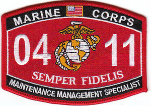 US Marine Corps 0411 Maintenance Management Specialist MOS Patch - HATNPATCH