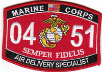 US Marine Corps 0451 Air Delivery Specialist MOS Patch - HATNPATCH