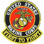 U.S. MARINES FIRST TO FIGHT with EAGLE, GLOBE AND ANCHOR Round Patch - Vivid Colors - Veteran Owned Business. - HATNPATCH