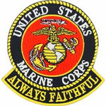 U.S. MARINES ALWAYS FAITHFUL with EAGLE, GLOBE AND ANCHOR Round Patch - Vivid Colors - Veteran Owned Business. - HATNPATCH