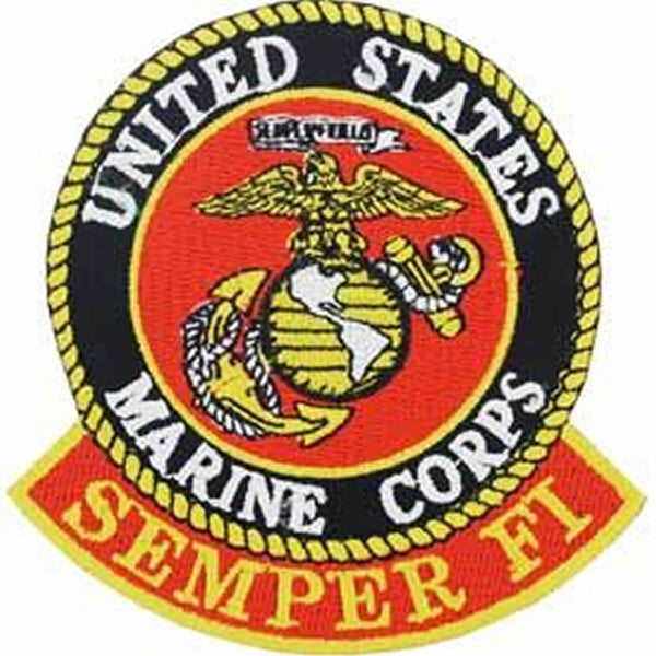 MARINE CORPS SEMPER FI with EAGLE, GLOBE AND ANCHOR Round Patch - Vivid Colors - Veteran Owned Business. - HATNPATCH