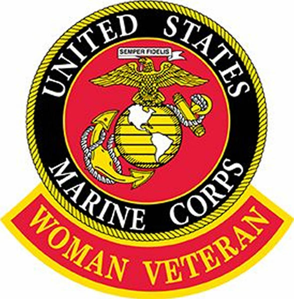 MARINE CORPS WOMAN VETERAN with EAGLE, GLOBE AND ANCHOR Round Patch - Vivid Colors - Veteran Owned Business. - HATNPATCH